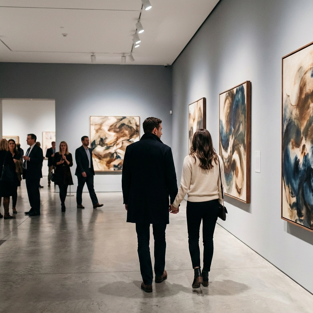 Art gallery date etiquette illustration